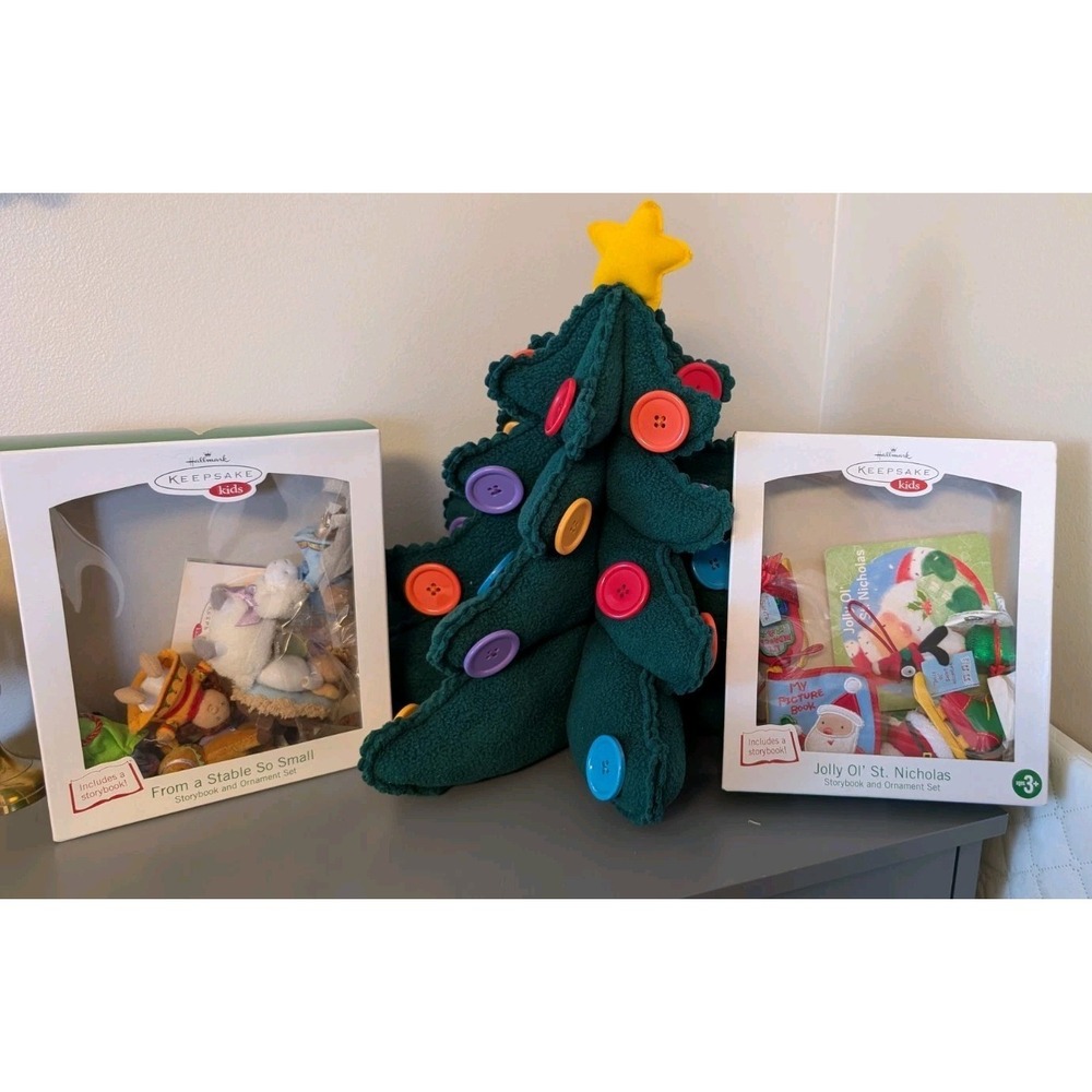 Hallmark Keepsake Kids My Very Own Christmas Tree Button Felt Plush Ornaments